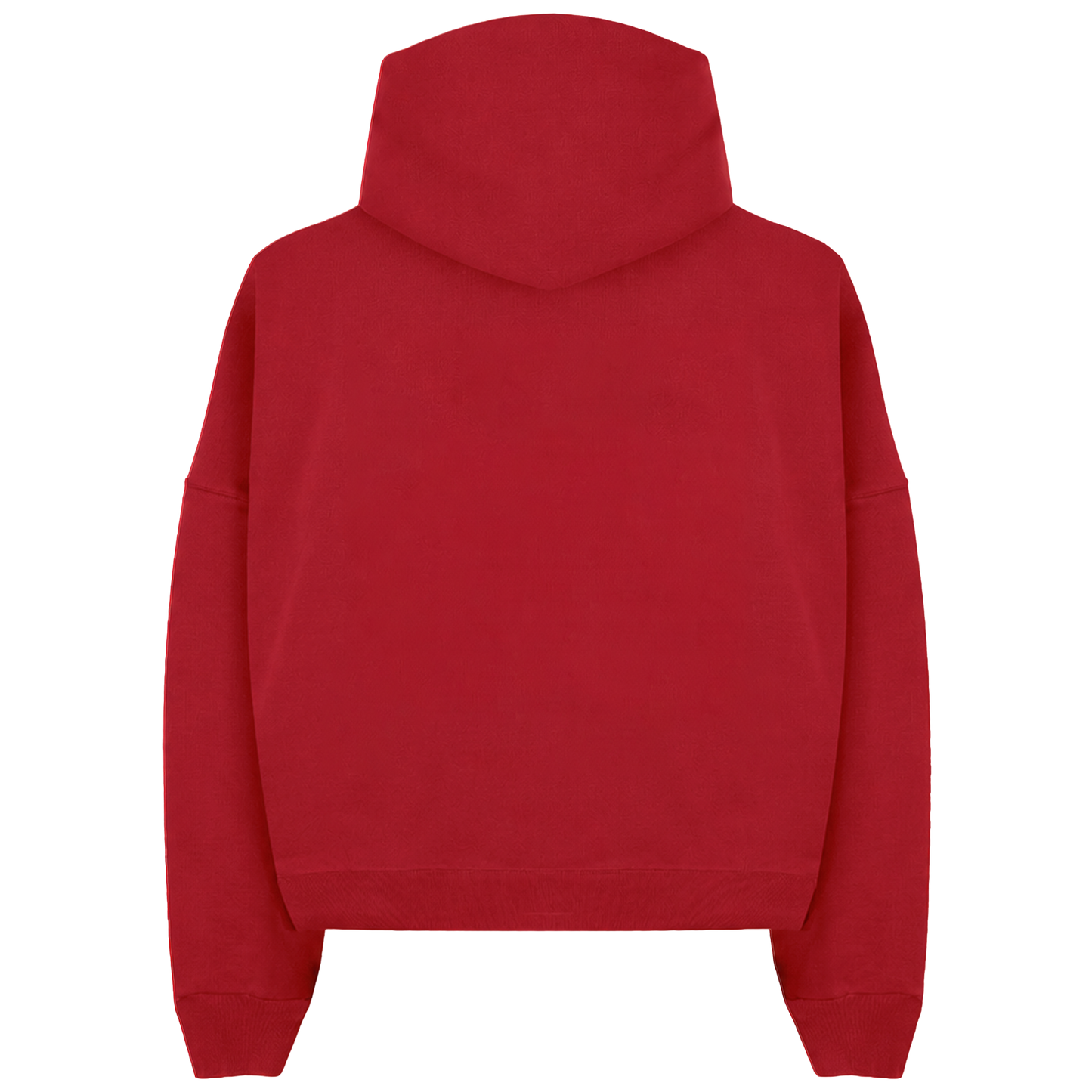 Red zip-up hoodie with a plain back