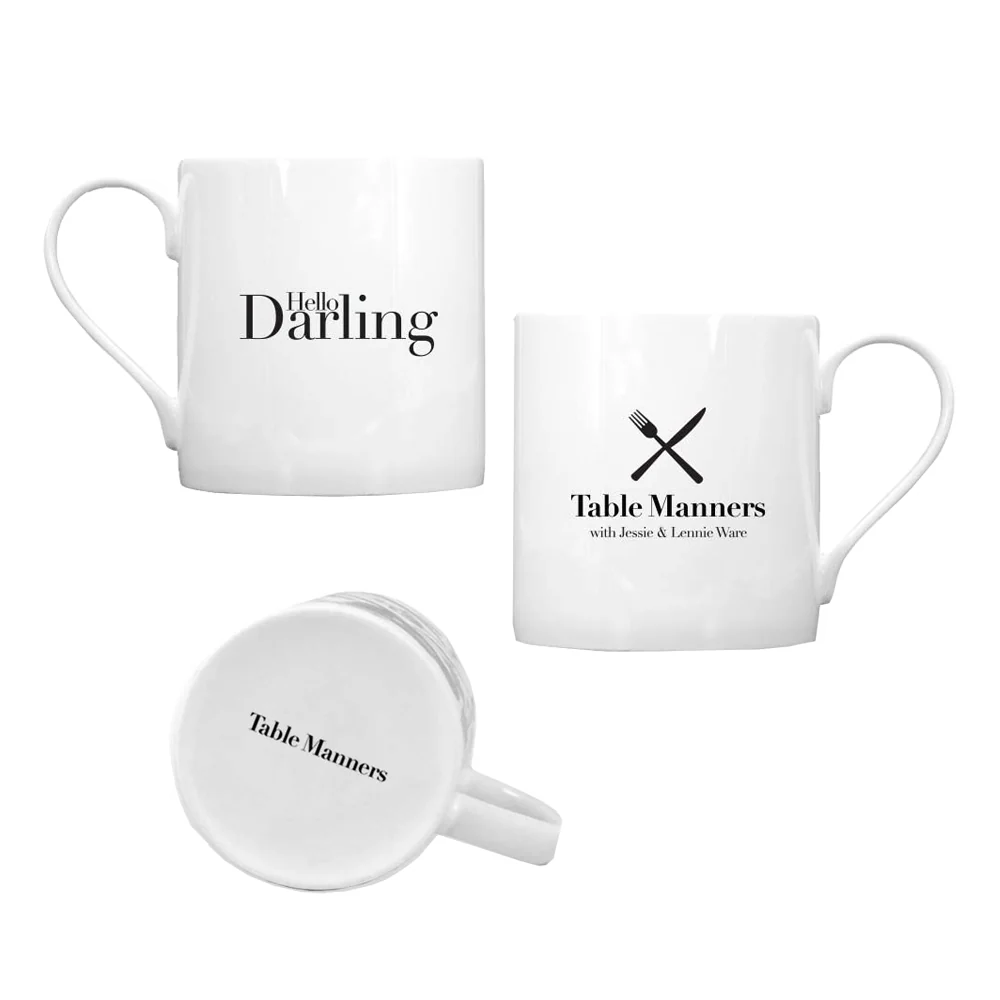 Table Manners Hello Darling white ceramic mug