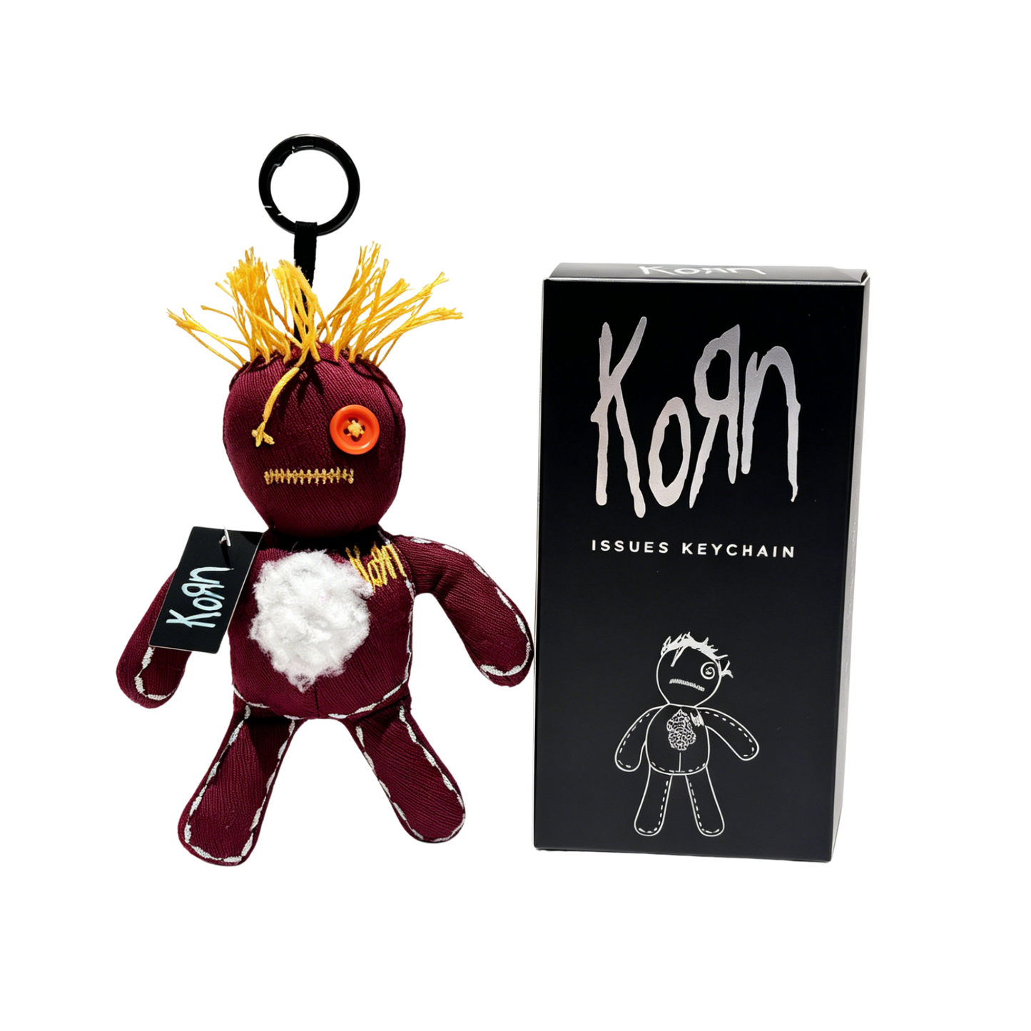 "Maroon Brown" Korn-themed doll keychain with Korn branded box 