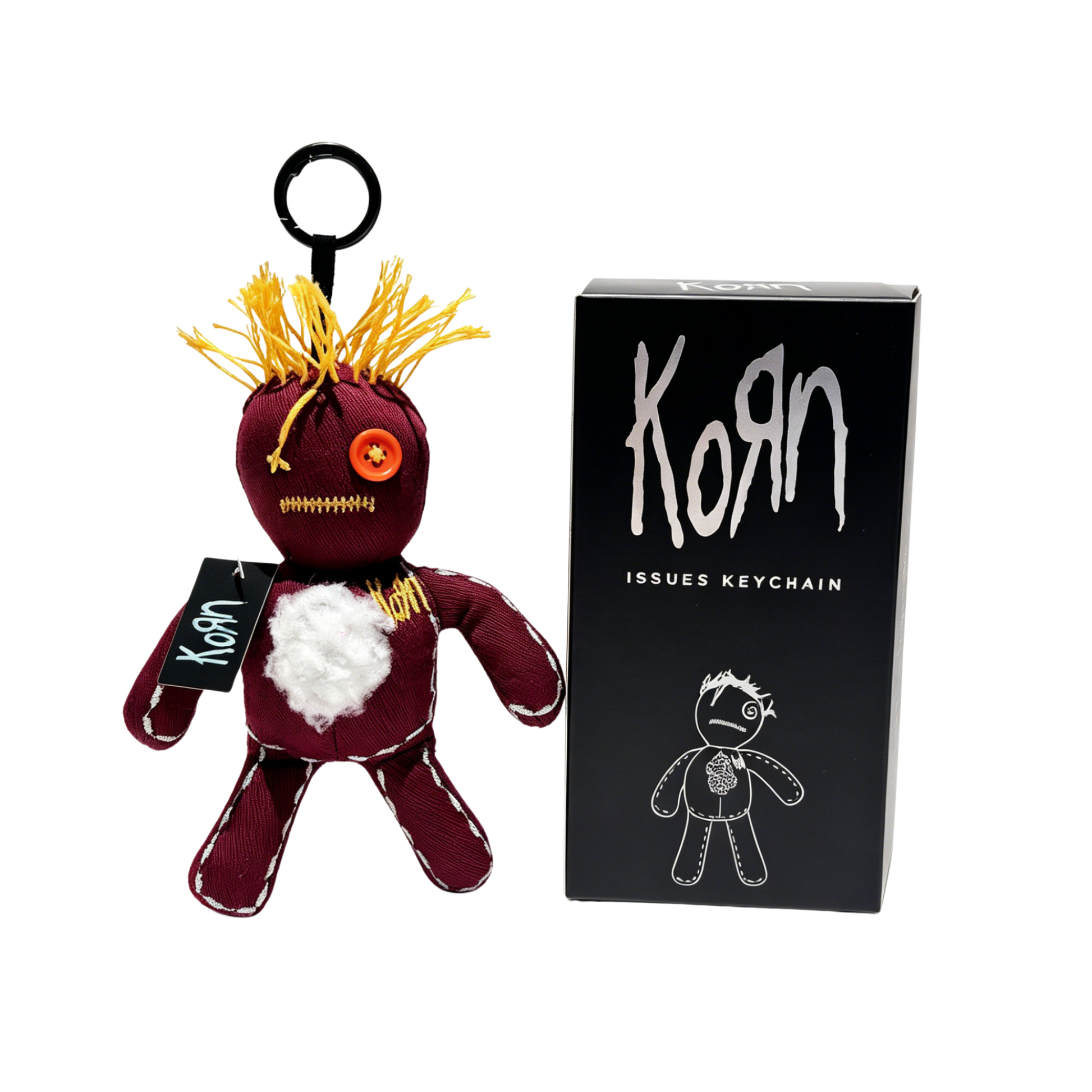 "Maroon Brown" Korn-themed doll keychain with Korn branded box 