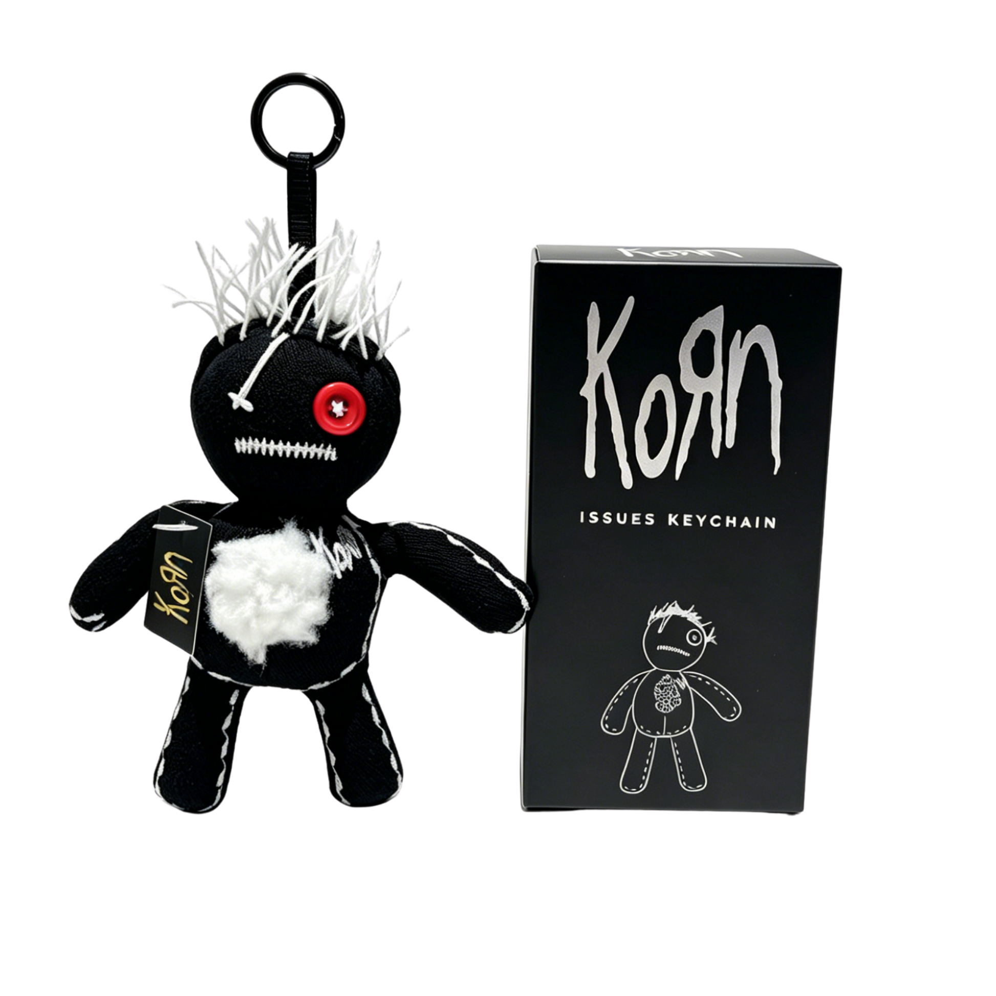 "Black" Korn-themed doll keychain with Korn branded box 