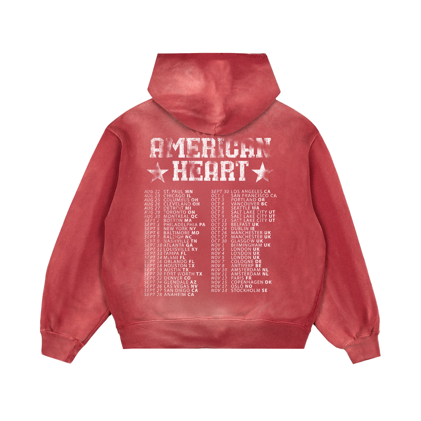 Washed American Heart Red Hoodie