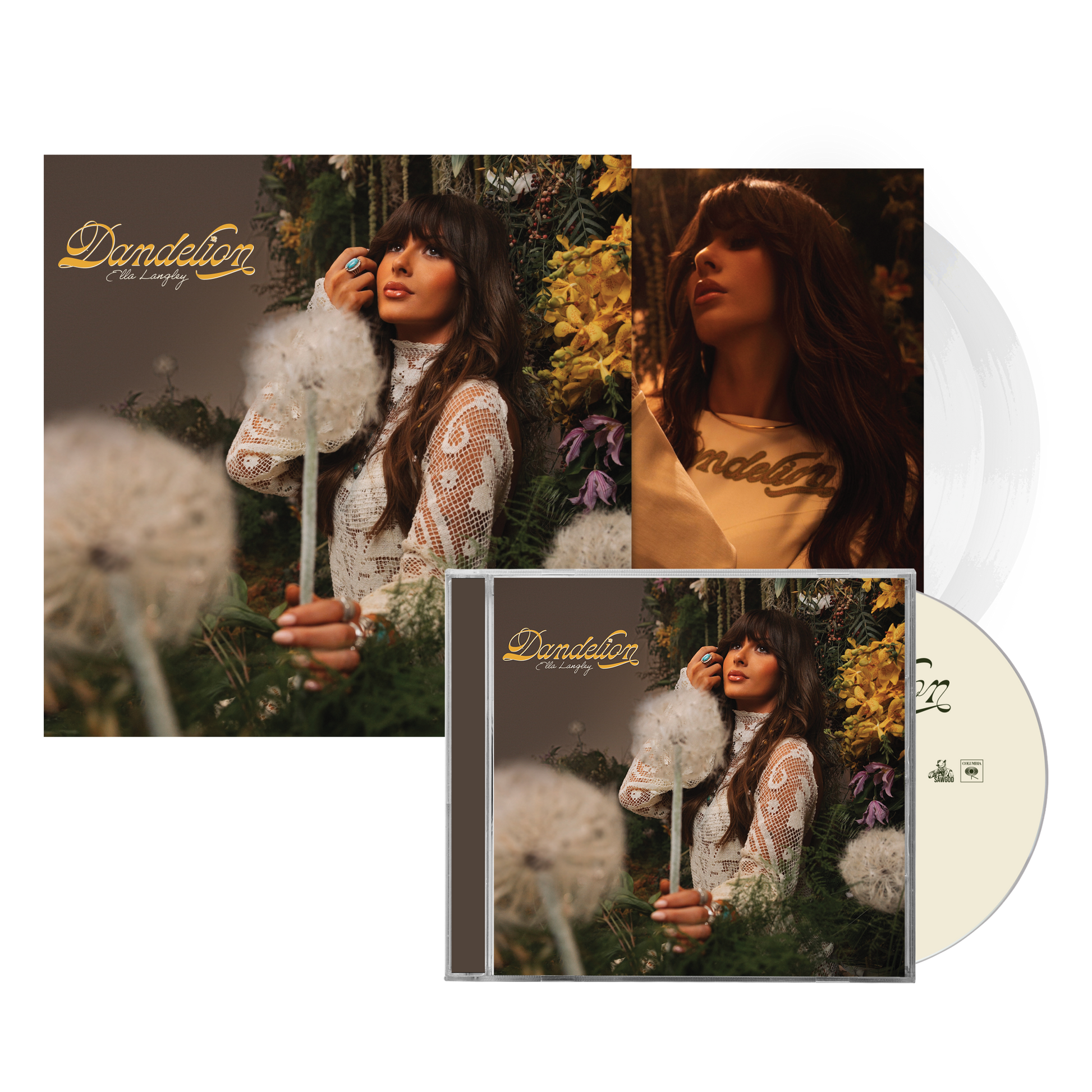 Ella Langley - Dandelion - Music bundle including a CD and White Vinyl LP