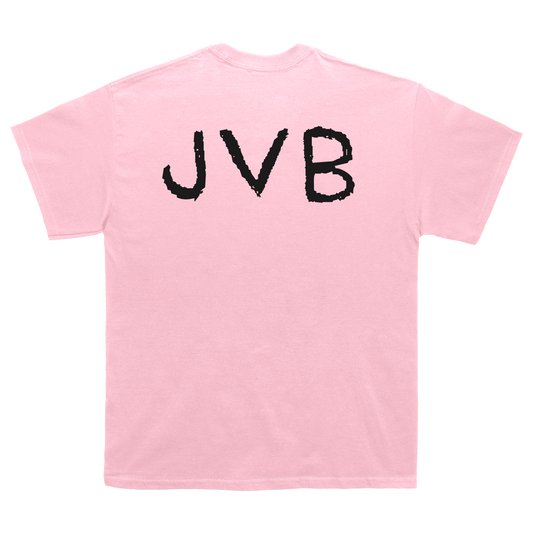 Pink Joey Valence & Brae t-shirt with 'JVB' printed on the back 