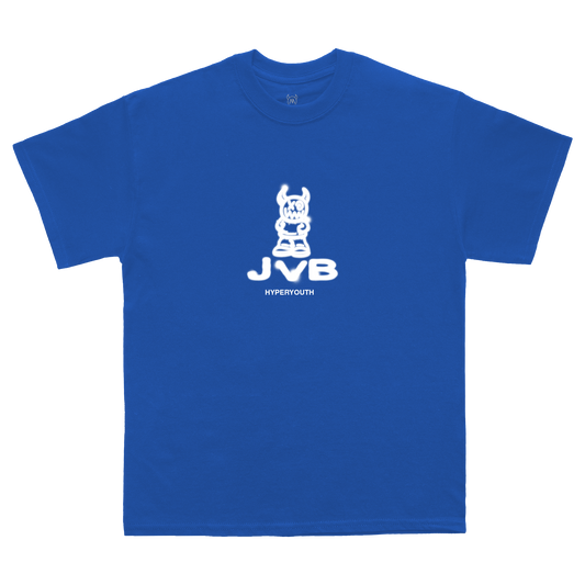 Blue Joey Valence & Brae t-shirt with white logo and text