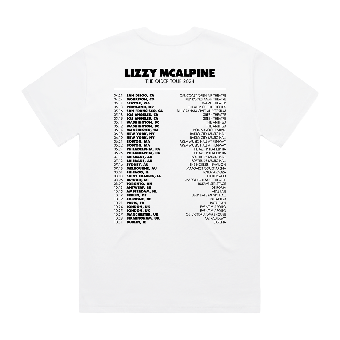Lizzy McAlpine UK/EU 2024 Tour T-Shirt