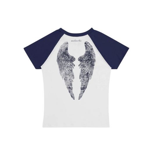 locket angel wings raglan baby tee