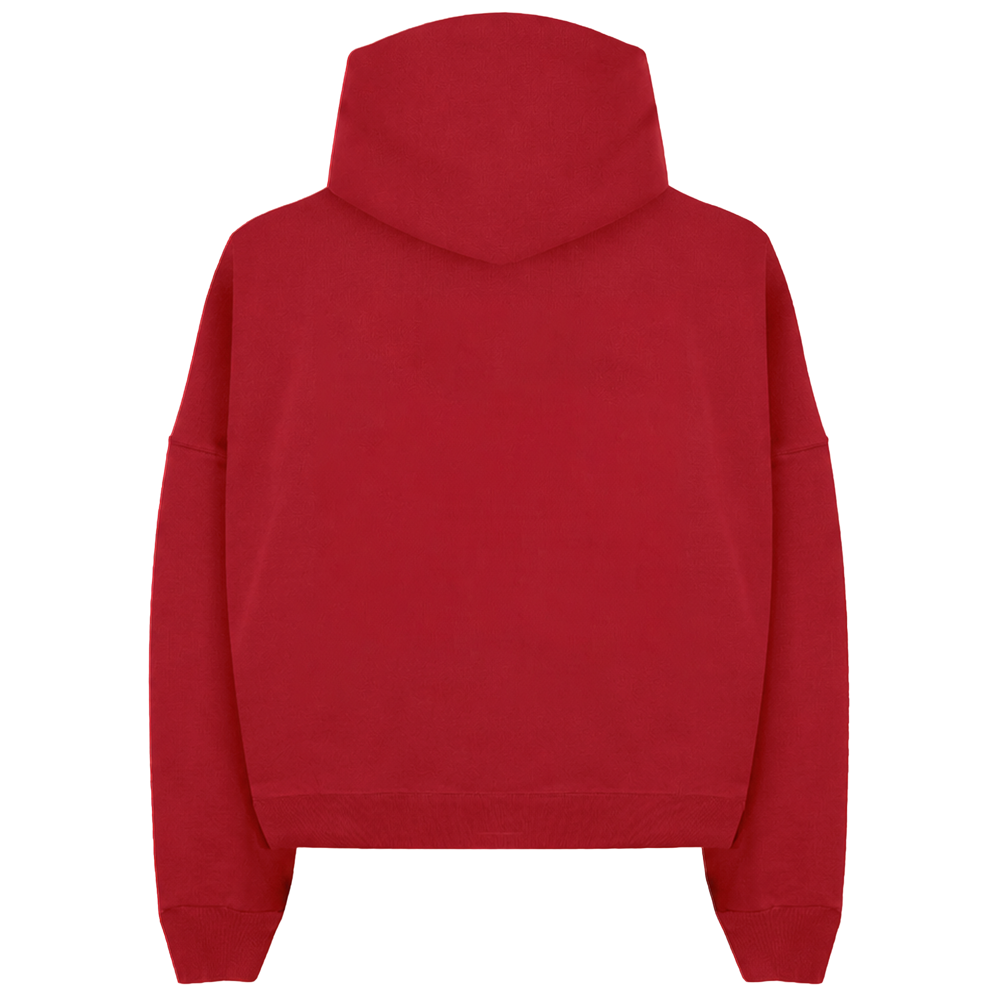 Red zip-up hoodie with a plain back