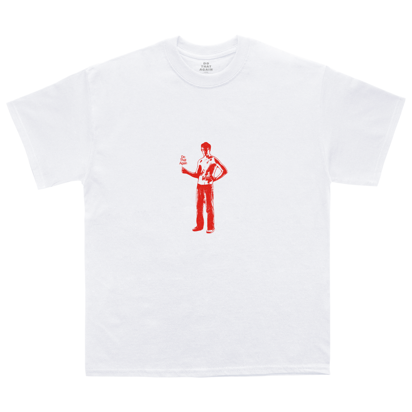 White T-shirt with a red Malcolm Todd front graphic and classic short-sleeve fit.