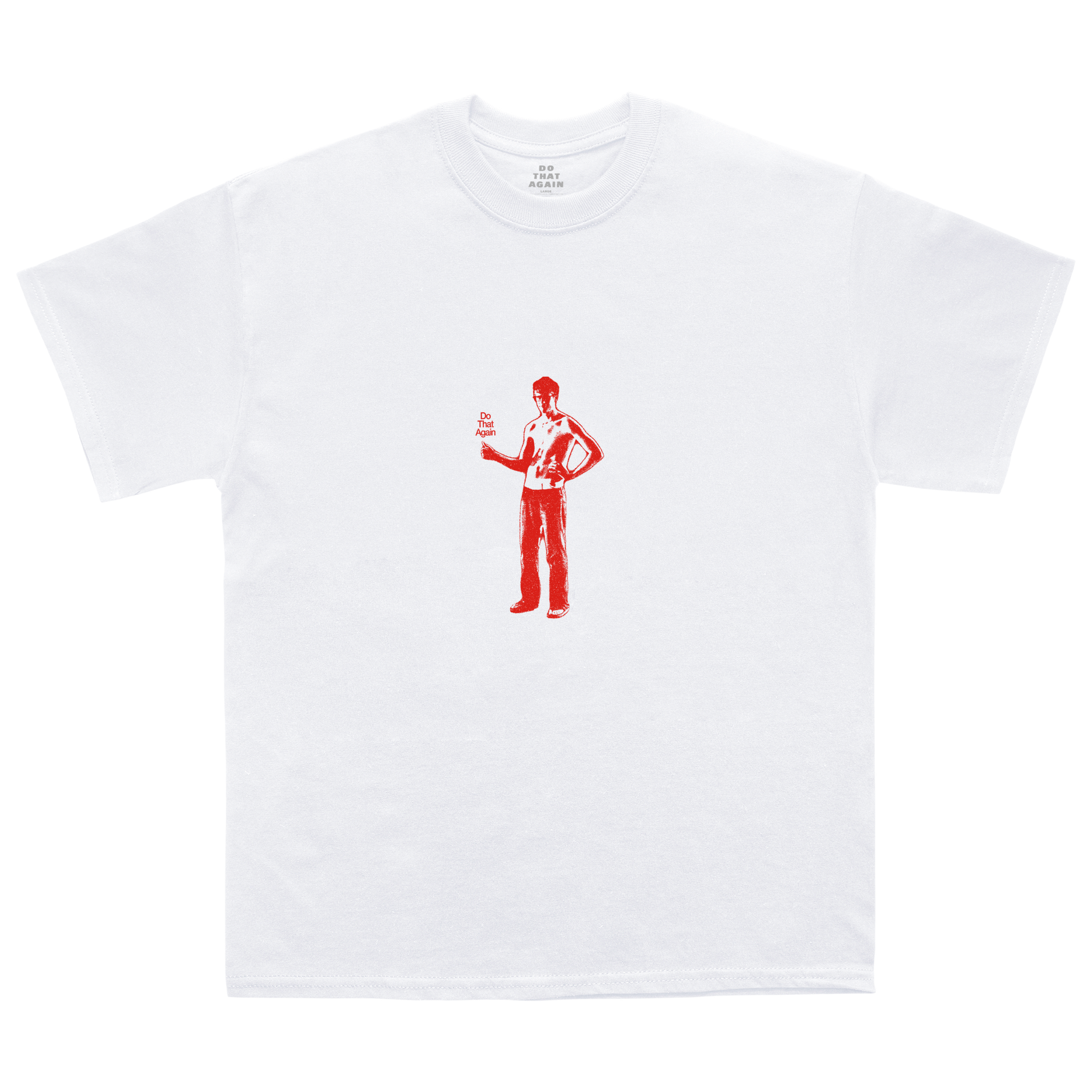 White T-shirt with a red Malcolm Todd front graphic and classic short-sleeve fit.