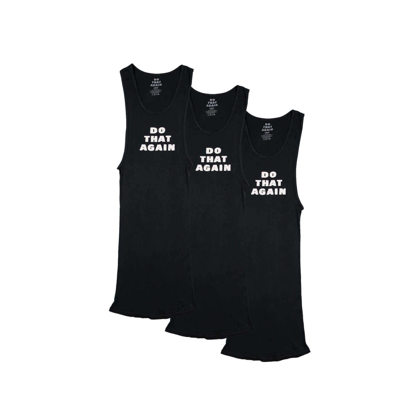 Do That Again Black Ribbed Tank (Set Of 3)