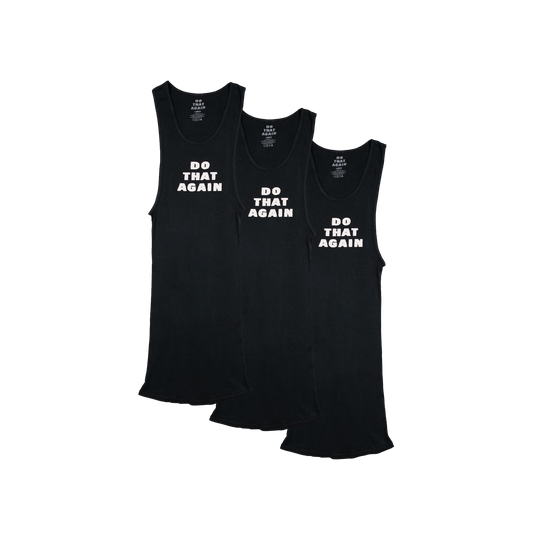 Do That Again Black Ribbed Tank (Set Of 3)