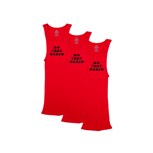 Do That Again Red Ribbed Tank (Set Of 3)