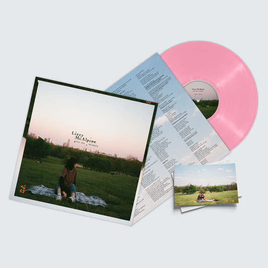 Front view of Lizzy McAlpine Give Me A Minute - 5 year anniversary - Pink Vinyl LP