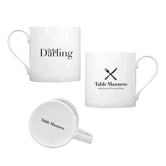 Table Manners Hello Darling white ceramic mug