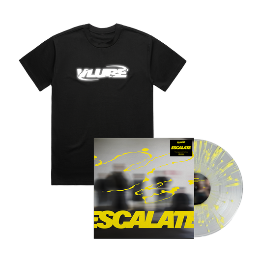 Escalate | Deluxe Yellow Splatter Vinyl + Black Tee + Signed Art Card