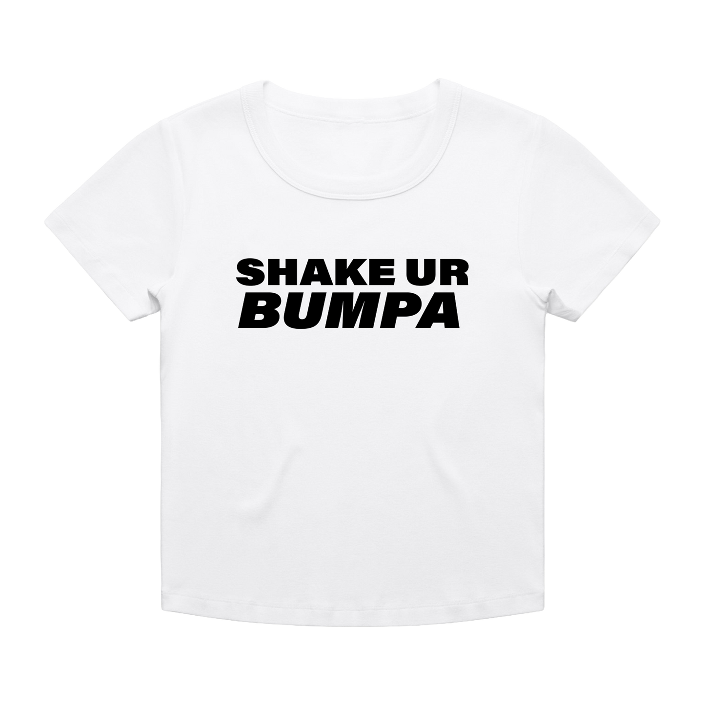 Shake Ur Bumpa | White Baby Tee