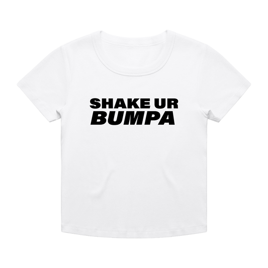 Shake Ur Bumpa | White Baby Tee