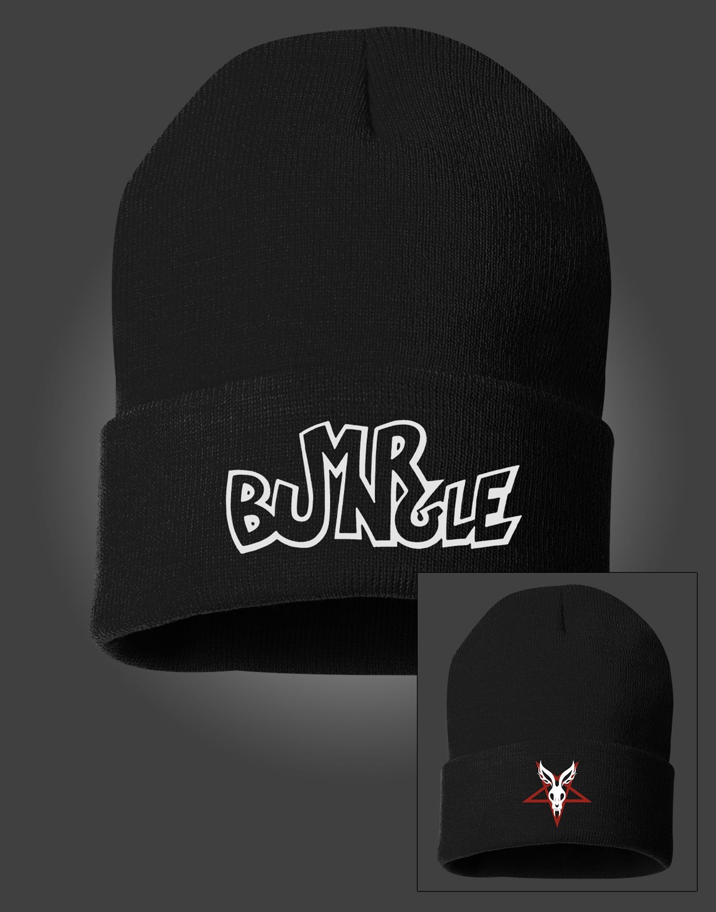 MR BUNGLE "LOGO BUNNY" BLACK FOLDOVER BEANIE