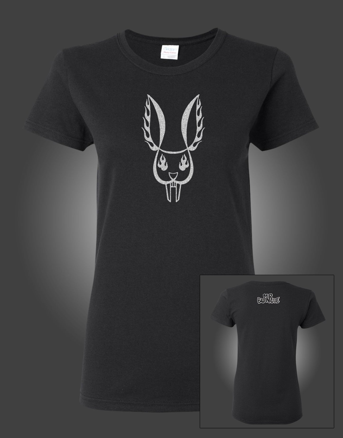 MR BUNGLE "SILVER BUNNY" LADIES BLACK T-SHIRT
