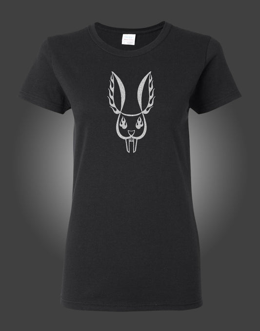 MR BUNGLE "SILVER BUNNY" LADIES BLACK T-SHIRT